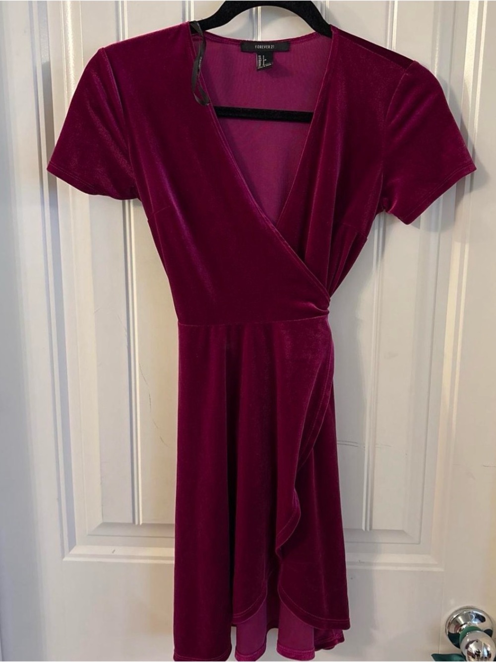 Forever 21 Velvet Wrap Dress in Berry